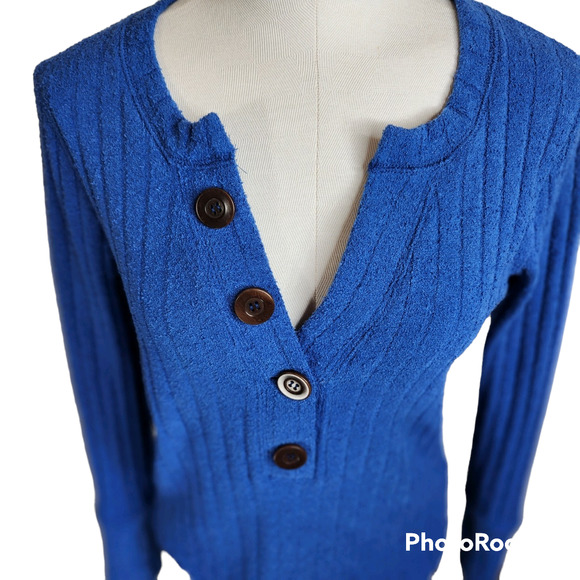 We The Free Oliver Henley Top Sailor Blue Size Medium - Picture 3 of 10